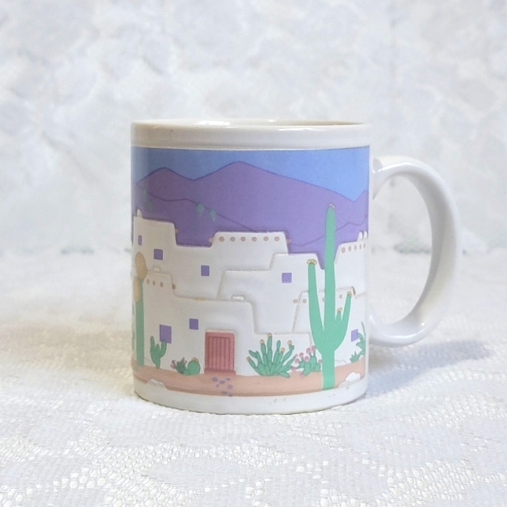 Vintage Otagiri Curtis-Swann Southwestern Desert Mug Made in Japan Cactus Adobe